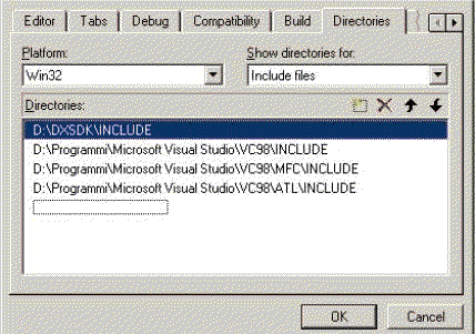 La finestra Opzioni di Visual C++ con le modifiche effettuate dall’installazione.
