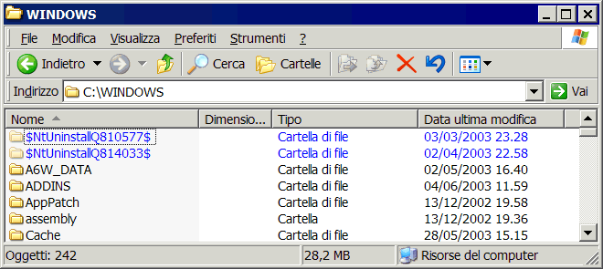 La compressione attiva colora i file di blu