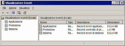Una screenshot dell'Event Viewer