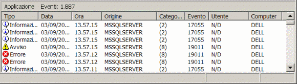 Errori nell' Event Viewer