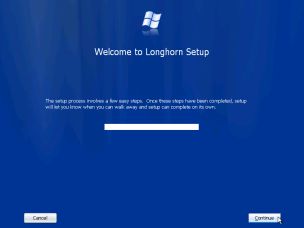 Una screenshot del setup di installazione di Longhorn