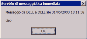 La tipica finestra della Messaggistica Immediata