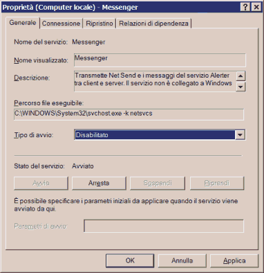 Disabilitare un Servizio di Windows