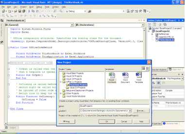 La costruzione di un progetto Excel o Word dentro Visual Studio .NET