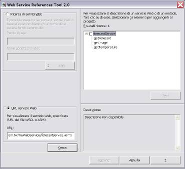 L'interfaccia per la gestione dei Web Services da Office