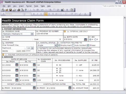 Una form con InfoPath che supporta lo standard CDA