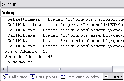 L'output durante l'esecuzione del programma