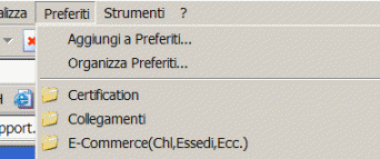 Il menù preferiti in Internet Explorer