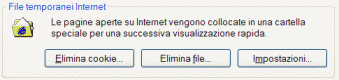 L'area relativa alla Cache di Internet Explorer