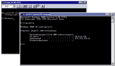 Prompt di MS-DOS e interprete cmd.exe comune su Sistemi Windows NT/2K/XP
