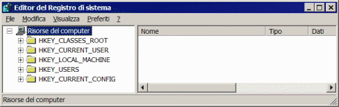 Una screenshot del registro di Windows