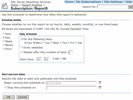 Schedulazione della produzione del Report