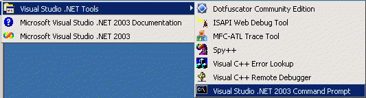 Il prompt dei comandi di Visual Studio .NET