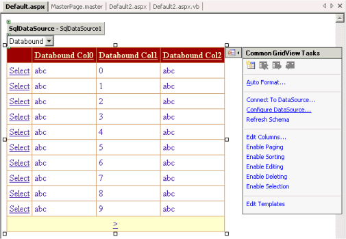 Smart Tags in funzione su una GridView