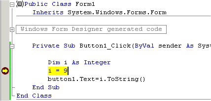 Una sessione di Debug con VB.NET