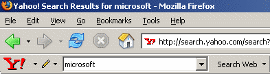 La barra di Yahoo! per Firefox in funzione